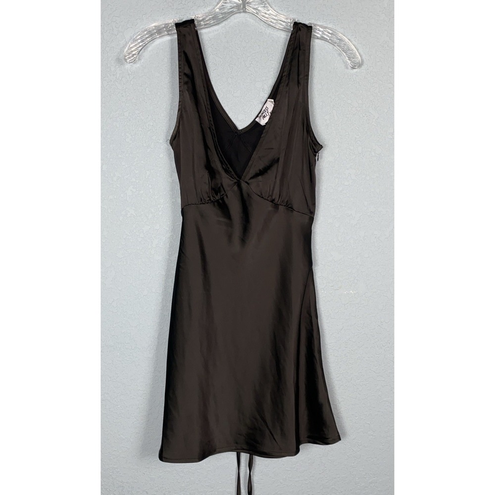Princess Polly Sz‎ 2 Y2K Slip Dress Baby Doll Mini Black Satin Goth Classic